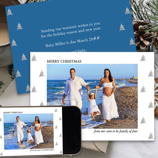 すぐに4つの写真の家族になる休日の妊娠 案内状