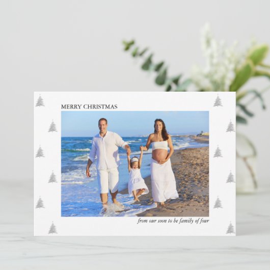 すぐに4つの写真の家族になる休日の妊娠 案内状 (スタンド正面)