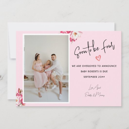 すぐに4つの2つの写真になる妊娠発表 案内状 (正面)