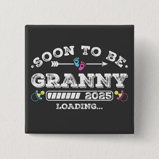 すぐにGranny 2025へのロード正方形のボタン 缶バッジ (正面)