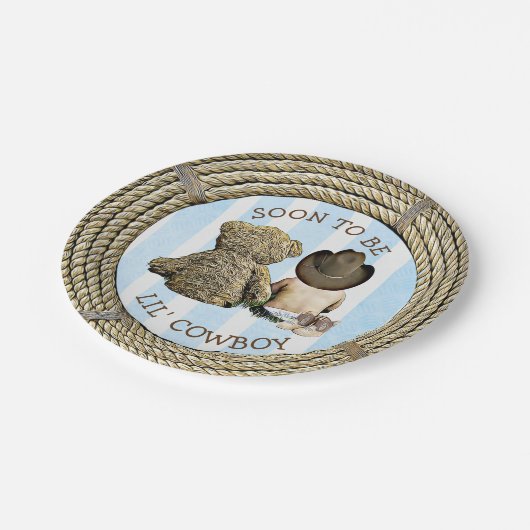 すぐにLil'カウボーイ赤ちゃんシャワーケーキプレート ペーパープレート (アングル)
