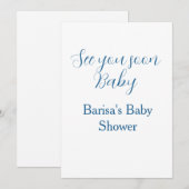 すぐ会おうね　ベビーシャワー　青　名前　日付　シンプル 招待状 (正面/裏面)