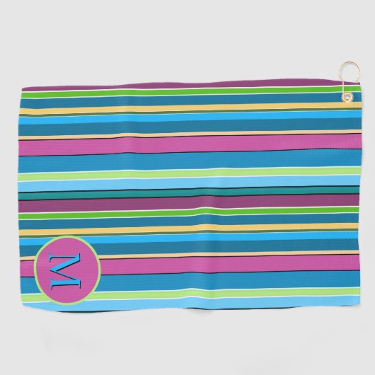 すごいおもしろいサマーストライプターコイズ ゴルフタオル (横)