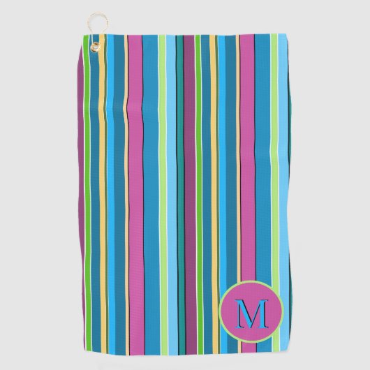 すごいおもしろいサマーストライプターコイズ ゴルフタオル (正面)