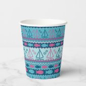 すごいおもしろい魚帆船模様 紙コップ (裏面)