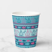 すごいおもしろい魚帆船模様 紙コップ (正面)