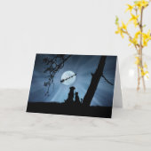 すごいかわいい犬と猫がサンタと楽しい休日 カード (黄色い花)