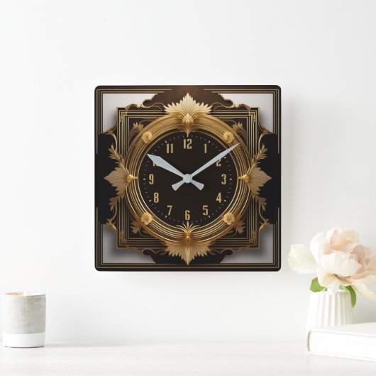 すごいアールデコ スクエア壁時計 (ホーム)