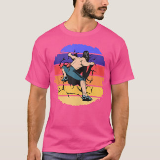 すごいウォールクライマー岩の山のクライミングボルダー Tシャツ