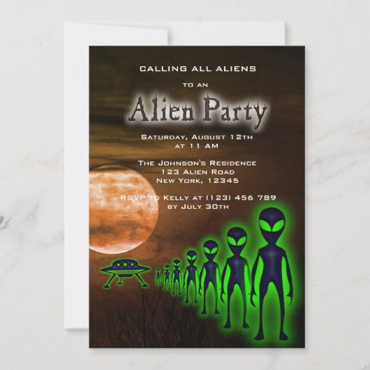すごいエイリアン& UFOパーティー招待状 招待状 (正面)