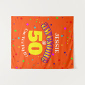 すごいオレンジ色の50歳の誕生日 タペストリー (正面(横))