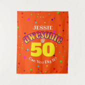 すごいオレンジ色の50歳の誕生日 タペストリー (正面)