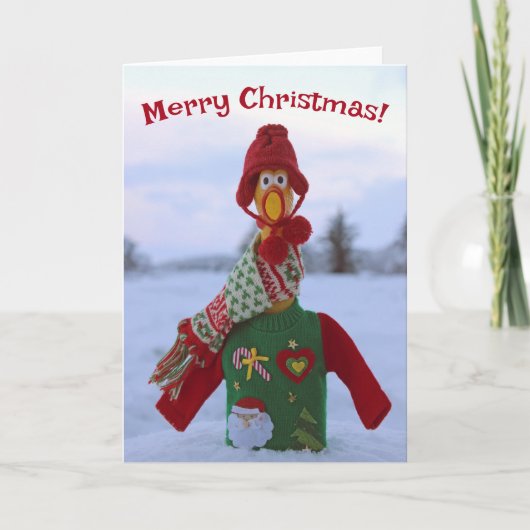 すごいカッコいいChicken In Abugy Christmas Seater Card! サンキューカード (正面)