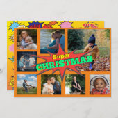 すごいクリスマス漫画ファミリーコラージホリデーカード シーズンカード (正面/裏面)