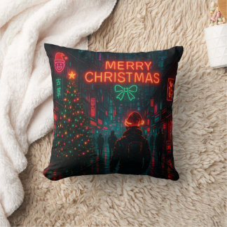 すごいサイバーパンクのクリスマスストリート クッション