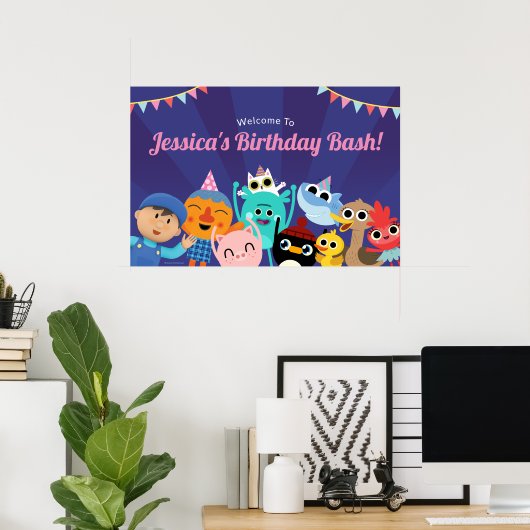 すごいシンプルキャラクターフェスティバル誕生日バナー ポスター (ホームオフィス)