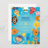 すごいシンプルキャラクター紙吹雪誕生日 ポストカード (正面/裏面)