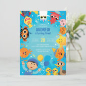 すごいシンプルキャラクター紙吹雪誕生日 招待状 (スタンド正面)