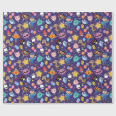 すごいシンプルキャラクター誕生日パターン ラッピングペーパー (フラット)