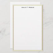 すごいシンプルダブル金ゴールドフレームパーソナライズされたWt 便箋 (正面/裏面)