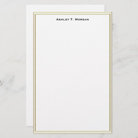 すごいシンプルダブル金ゴールドフレームパーソナライズされたWt 便箋 (正面/裏面)