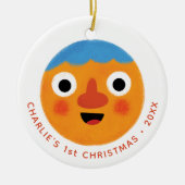 すごいシンプル曲 | カスタム麺初めてのクリスマス セラミックオーナメント (正面)