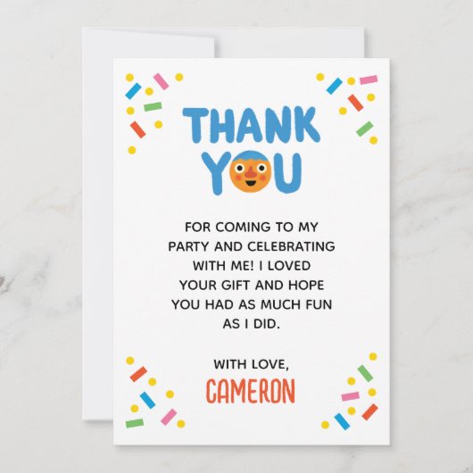 すごいシンプル麺&パル紙吹雪1st誕生日 サンキューカード (正面)