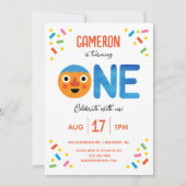 すごいシンプル麺&パル紙吹雪1st誕生日 招待状 (正面)