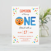 すごいシンプル麺&パル紙吹雪1st誕生日 招待状 (スタンド正面)