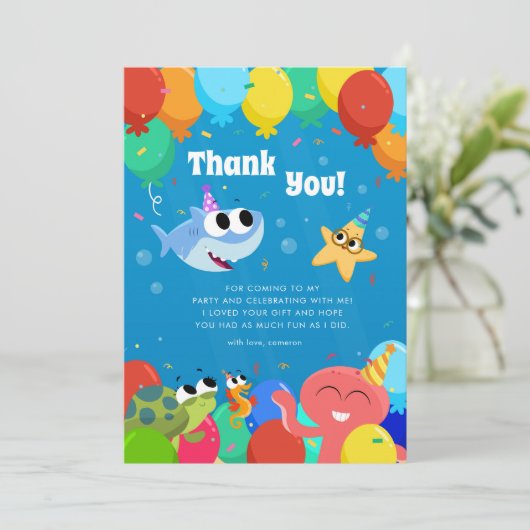 すごいシンプル | ザシャークバルーン誕生日 サンキューカード (スタンド正面)