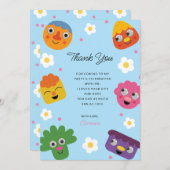 すごいシンプル | ヌードル&パルスブルーフローラ誕生日 サンキューカード (正面/裏面)