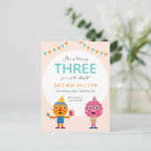 すごいシンプル | ヌードル&パルズピンク誕生日 ポストカード (スタンド正面)