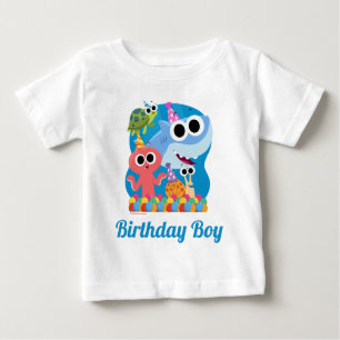すごいシンプル   フィニーザシャーク紙吹雪誕生日 ベビーTシャツ