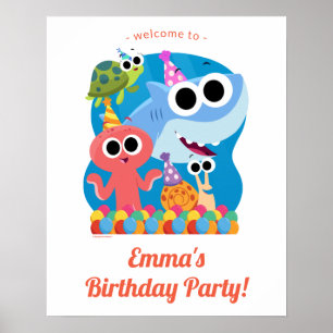 すごいシンプル フィニーザシャーク紙吹雪誕生日 ポスター