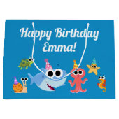 すごいシンプル | フィニーザシャーク紙吹雪誕生日 ラージペーパーバッグ (正面)