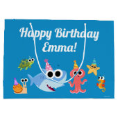 すごいシンプル | フィニーザシャーク紙吹雪誕生日 ラージペーパーバッグ (裏面)