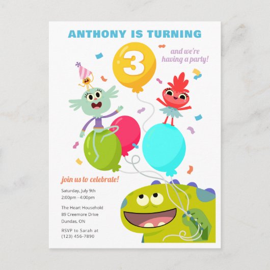 すごいシンプル | ライミングトン紙吹雪誕生日 ポストカード (正面)