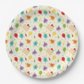 すごいシンプル | 数ブンブンいう音お誕生日ケーキパターン ペーパープレート (正面)