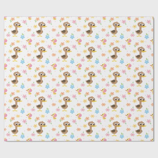 すごいシンプル | 5リトルアヒル女の子の赤ちゃんシャワー ラッピングペーパー (フラット)