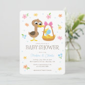 すごいシンプル | 5リトルアヒル少年の赤ちゃんシャワー 招待状 (スタンド正面)