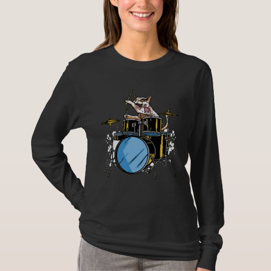 すごいネコのドラマー Tシャツ (正面)