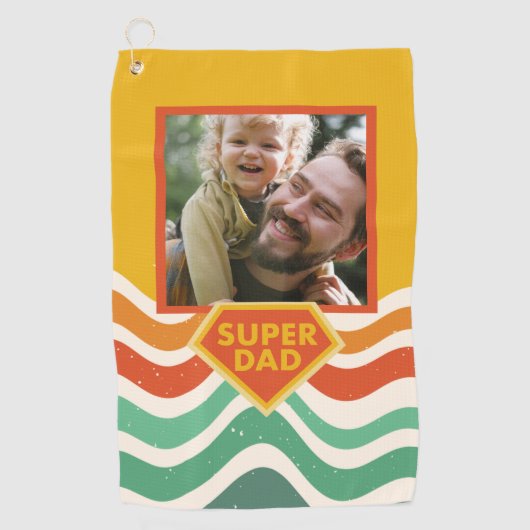 すごいパパカスタム写真(レトロな波) ゴルフタオル (正面)