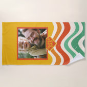 すごいパパカスタム写真（レトロな波） ビーチタオル (正面)