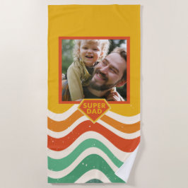 すごいパパカスタム写真(レトロな波) ビーチタオル