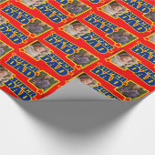 すごいパパスター赤い青の写真ヒーローのラップ ラッピングペーパー (角)