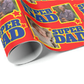 すごいパパスター赤い青の写真ヒーローのラップ ラッピングペーパー (ロールコーナー)