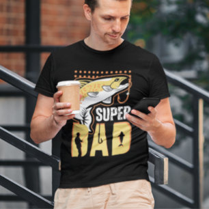 すごいパパ黄モダン魚漁師パパ Tシャツ