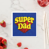 すごいパパ、スーパーヒーロー赤/黄/青の父の日 スタンダードカクテルナプキン (インサイチュ)