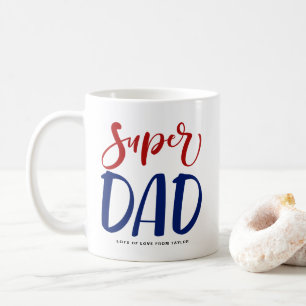 すごいパパ 赤と青のタイポグラフィの父の日 コーヒーマグカップ