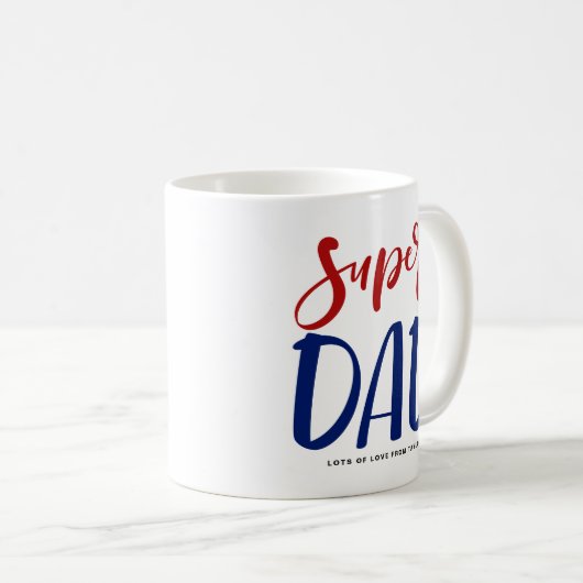 すごいパパ |赤と青のタイポグラフィ父の日 コーヒーマグカップ (正面右)